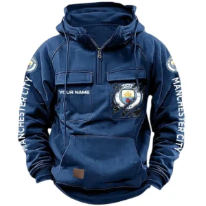 Manchester City Hoodie  Tactical Quarter Zip, All Over Print Hoodie Manchester City EPL17042625340 - Dark Blue