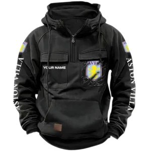 Aston Villa Hoodie  Tactical Quarter Zip, All Over Print Hoodie Aston Villa EPL17042625341 - Black