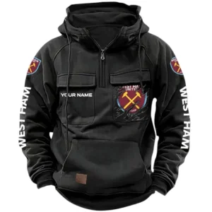 West Ham United Hoodie  Tactical Quarter Zip, All Over Print Hoodie West Ham United EPL17042625375 - Black