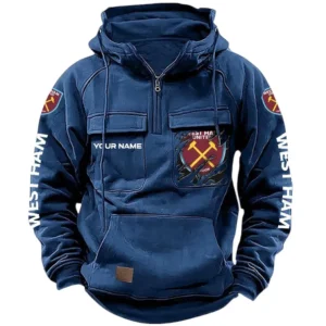West Ham United Hoodie  Tactical Quarter Zip, All Over Print Hoodie West Ham United EPL17042625375 - Dark Blue