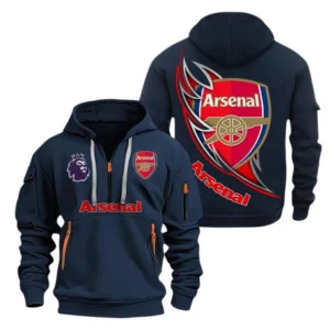 Arsenal Hoodie Half Zip, All Over Print Hoodie For Arsenal Fans EPL27042525116 - Navy