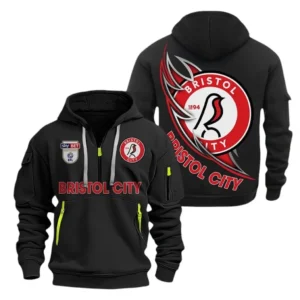 Bristol City Hoodie Half Zip, All Over Print Hoodie For Bristol City Fans EPL27042525127 - Black