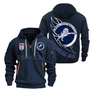 Millwall Hoodie Half Zip, All Over Print Hoodie For Millwall Fans EPL27042525134 - Navy
