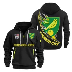 Norwich City Hoodie Half Zip, All Over Print Hoodie For Norwich City Fans EPL27042525142 - Black