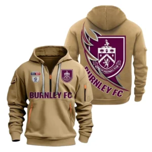 Burnley Hoodie Half Zip, All Over Print Hoodie For Burnley Fans EPL27042525148 - Khaki