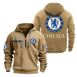 Chelsea Hoodie Half Zip, All Over Print Hoodie For Chelsea Fans EPL28042525888 - Khaki