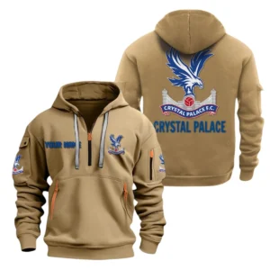 Crystal Palace Hoodie Half Zip, All Over Print Hoodie For Crystal Palace Fans EPL28042525891 - Khaki