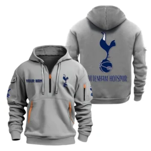 Tottenham Hotspur Hoodie Half Zip, All Over Print Hoodie For Tottenham Hotspur Fans EPL28042525893 - Gray