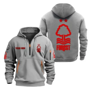 Nottingham Forest Hoodie Half Zip, All Over Print Hoodie For Nottingham Forest Fans EPL28042525895 - Gray