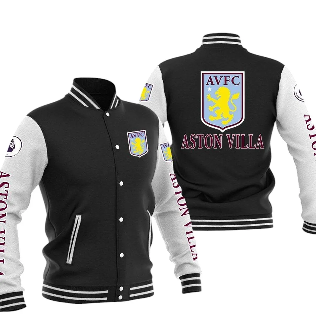 Aston Villa EPL Baseball Jacket SPO1320001, Gift For Fan Aston Villa - Black