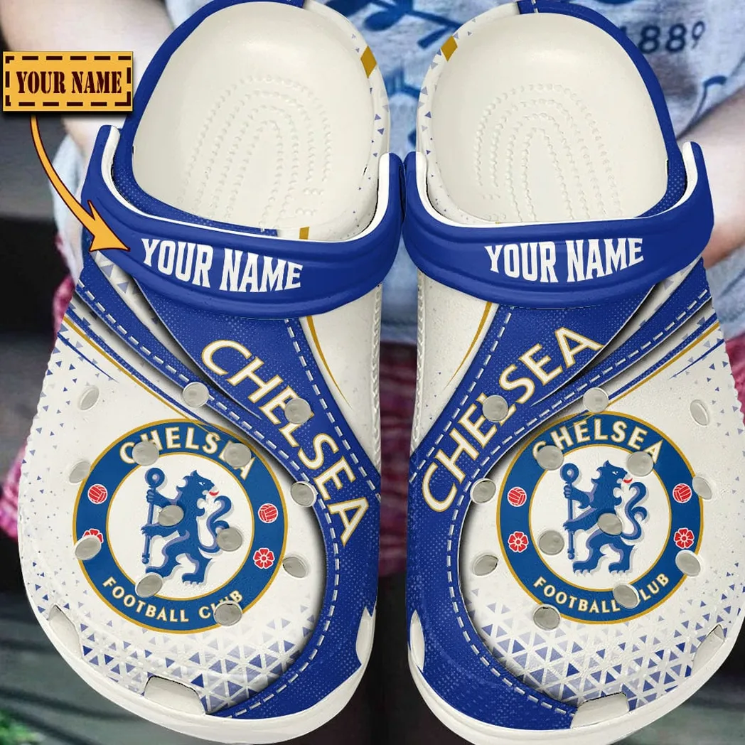 Chelsea EPL Crocs SPO2120019, Gift For Fan Chelsea - White