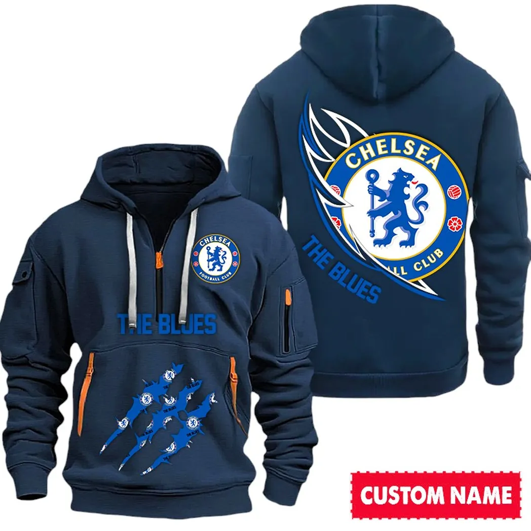 Chelsea EPL Hoodie Half Zipp SPO0120006, Gift For Fan Chelsea - Navy