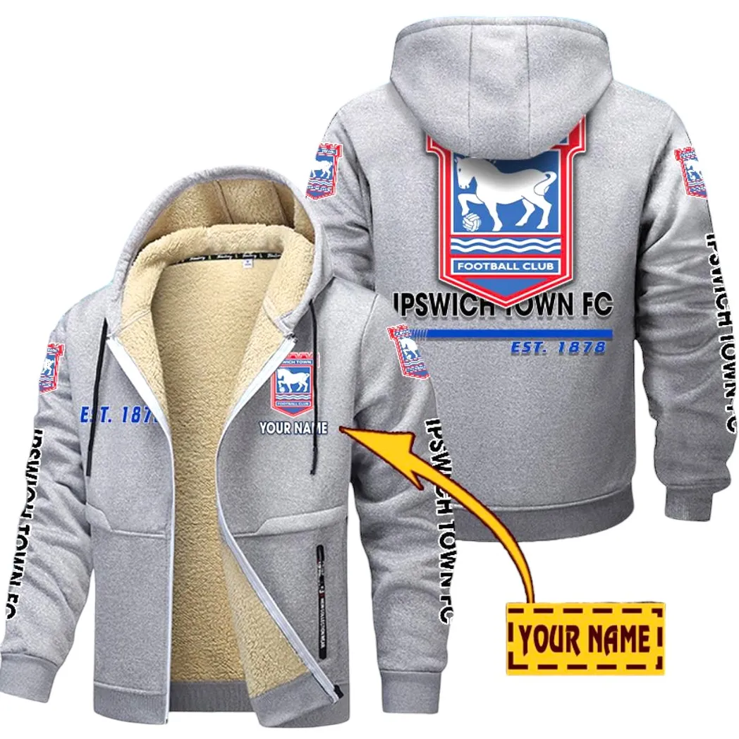 Ipswich Town EPL Lamb Fleece Thick Coat SPO0520012, Gift For Fan Ipswich Town - Light Gray