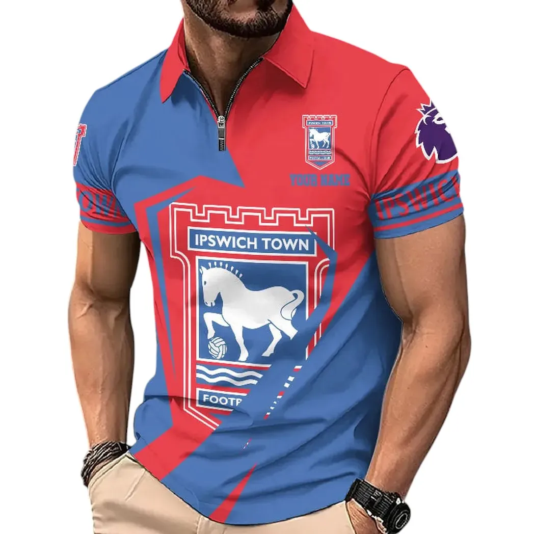 Ipswich Town EPL Zipper Polo Shirt SPO0713021, Gift For Fan Ipswich Town
