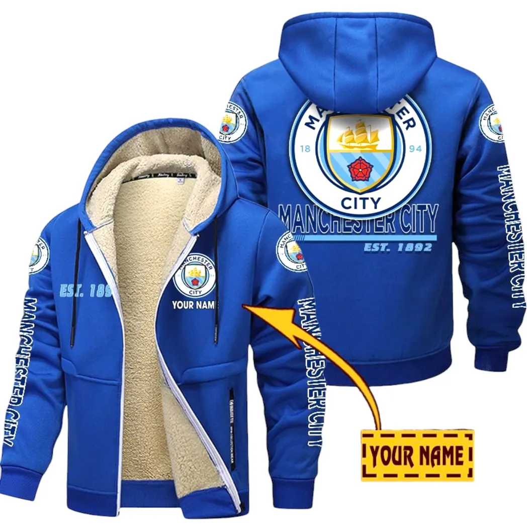 Manchester City EPL Lamb Fleece Thick Coat SPO0520007, Gift For Fan Manchester City - Blue
