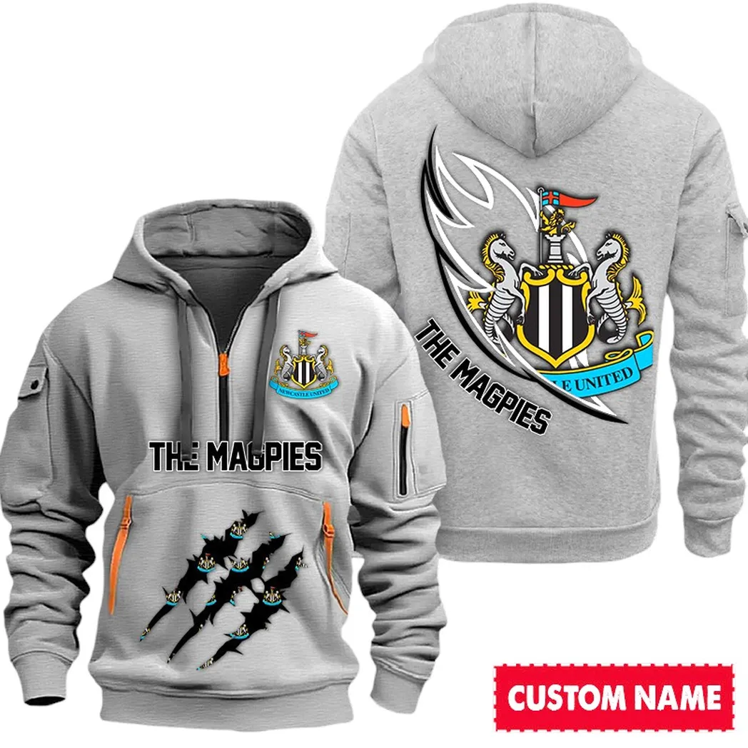 Newcastle United EPL Hoodie Half Zipp SPO0120015, Gift For Fan Newcastle United - Gray