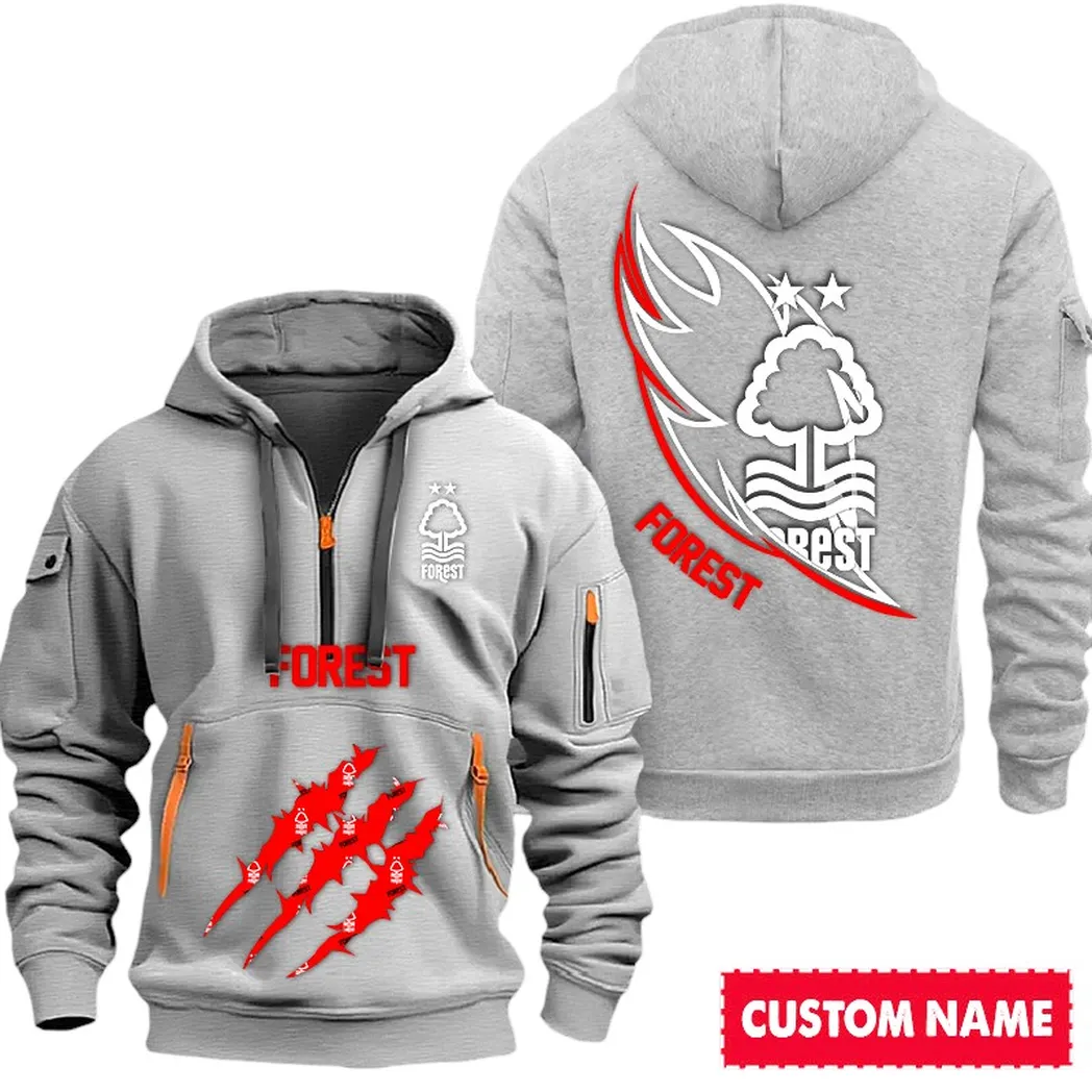 nottingham forest epl hoodie half zipp spo0120016 gift for fan nottingham forest gray