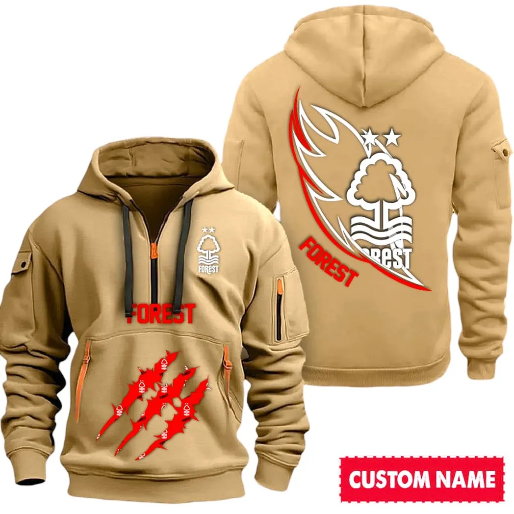 nottingham forest epl hoodie half zipp spo0120016 gift for fan nottingham forest khaki pshl4