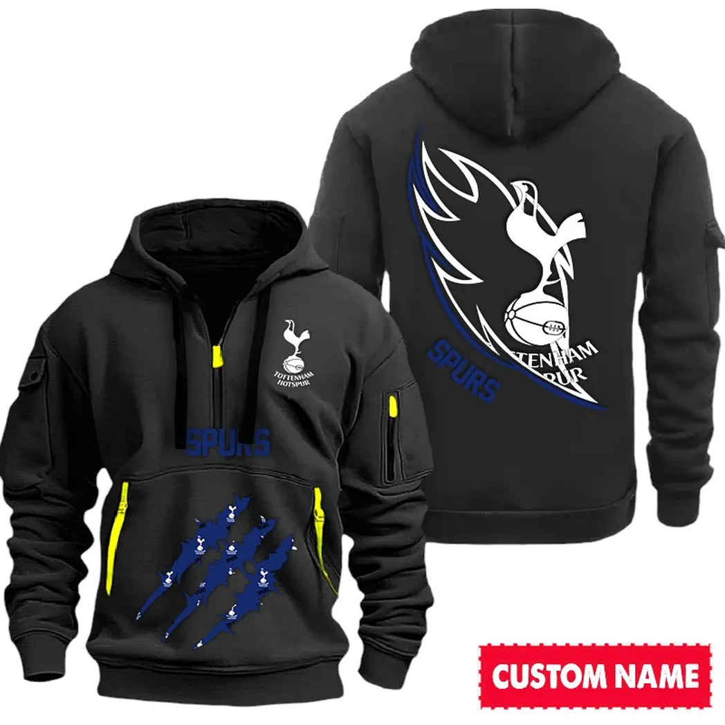 Tottenham Hotspur EPL Hoodie Half Zipp SPO0120018, Gift For Fan Tottenham Hotspur - Black