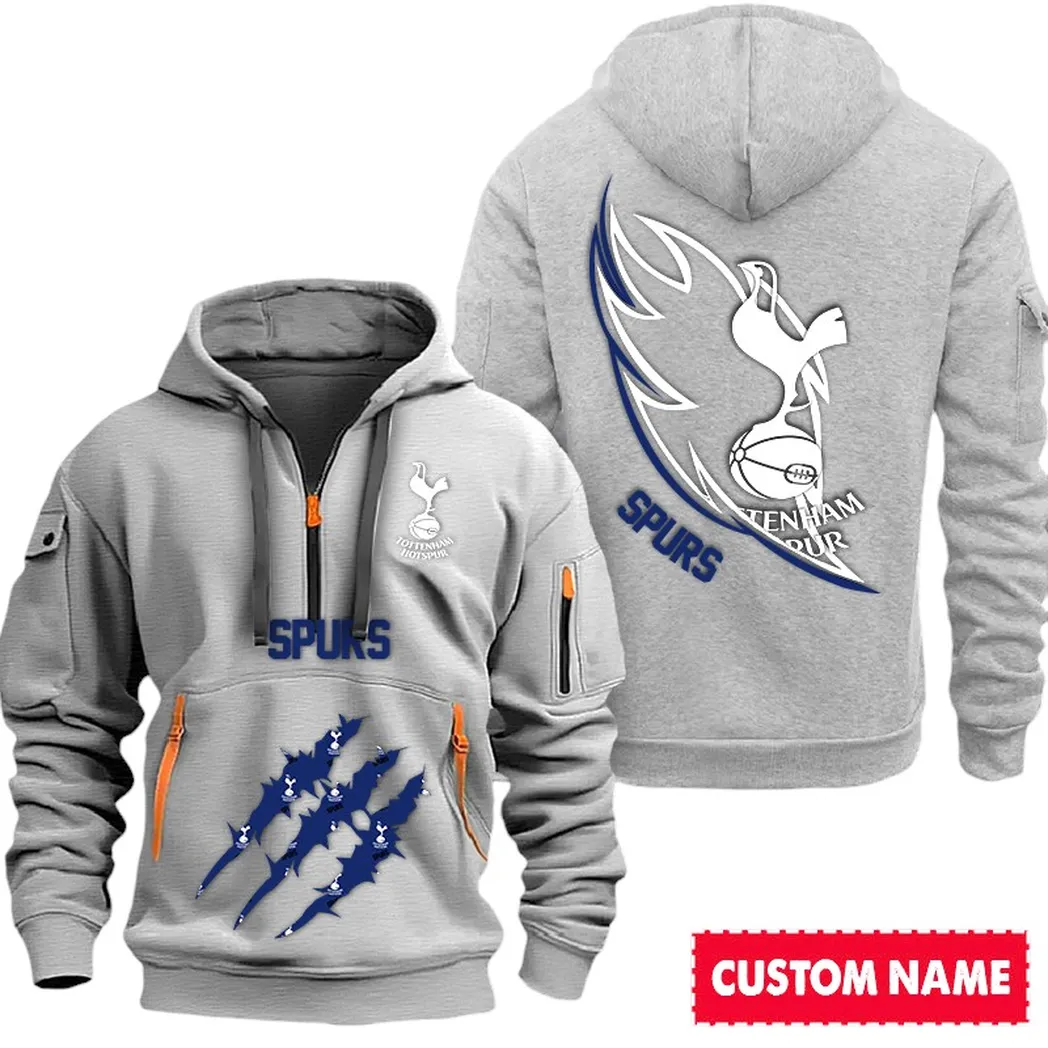Tottenham Hotspur EPL Hoodie Half Zipp SPO0120018, Gift For Fan Tottenham Hotspur - Gray