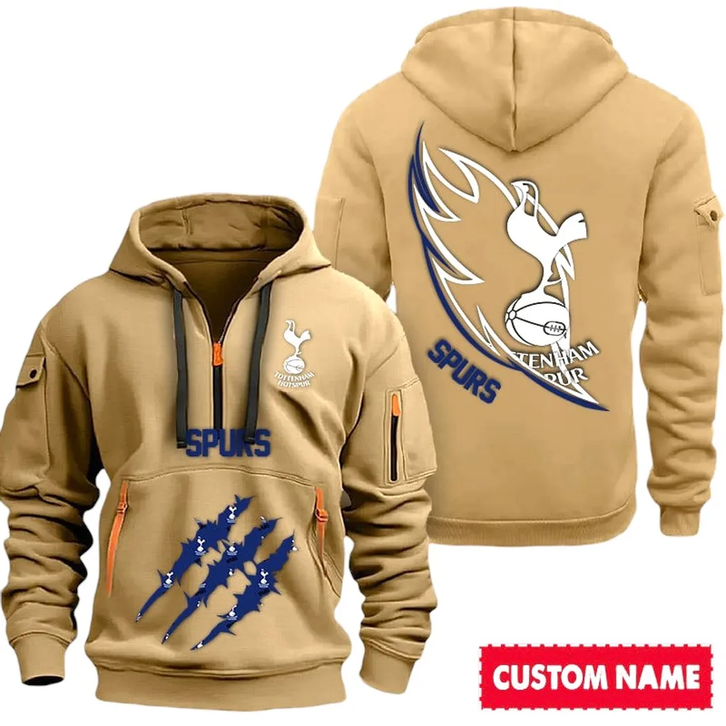 tottenham hotspur epl hoodie half zipp spo0120018 gift for fan tottenham hotspur khaki t33gk