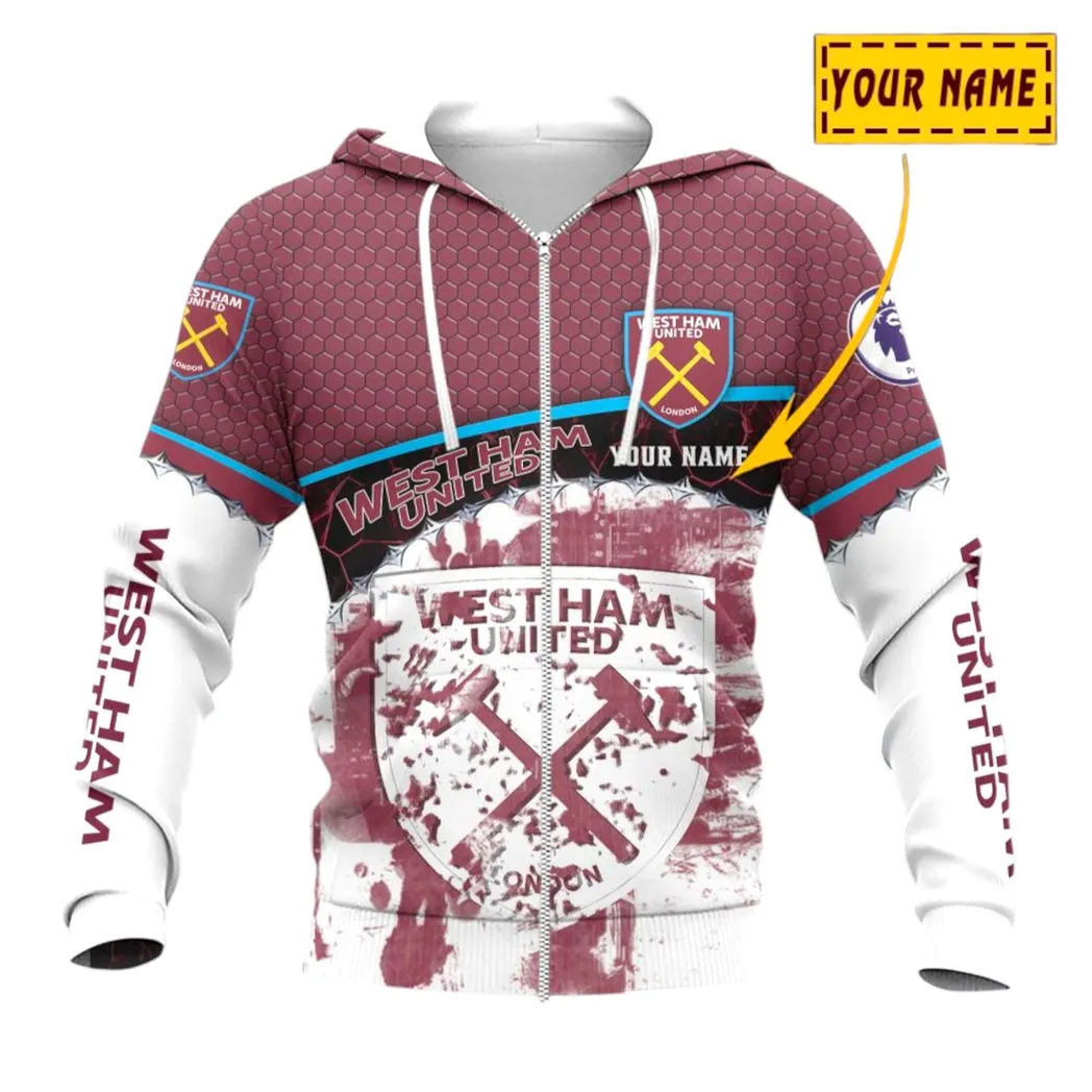 West Ham United EPL Zipper Hoodie SPO2419019, Gift For Fan West Ham United-Zipper Hoodie