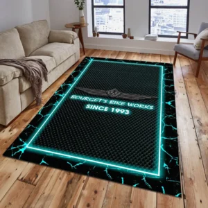 Bourget's Bike Works Rug, All Over Print Carpet For Bourget's Bike Works Lovers CAR15003142500 - Cyan