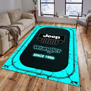 Jeep Wrangler Rug, All Over Print Carpet For Jeep Wrangler Lovers CAR15203142540 - Cyan
