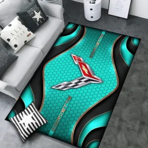 Chevrolet Corvette Rug Carpet For Home Decor, Gift For Chevrolet Corvette Lovers CAR189032125567 - Cyan