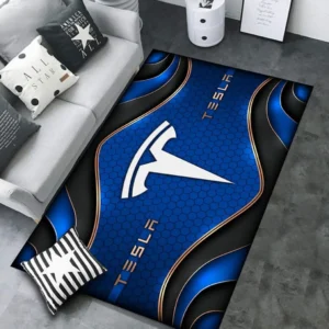 Tesla Rug Carpet For Home Decor, Gift For Tesla Lovers CAR189032125613 - Blue