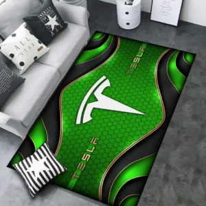 Tesla Rug Carpet For Home Decor, Gift For Tesla Lovers CAR189032125613 - Green