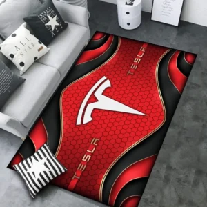 Tesla Rug Carpet For Home Decor, Gift For Tesla Lovers CAR189032125613 - Red