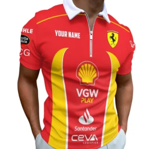 Scuderia Ferrari Zipper Polo Shirt, All Over Print Zipper Polo Shirt Scuderia Ferrari CAR41204112505