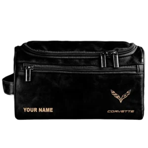 Corvette Leather Toiletry Bag, All Over Print Leather Toiletry Bag - Black CAR44005072500