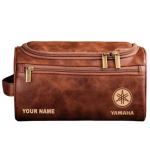 Yamaha Leather Toiletry Bag, All Over Print Leather Toiletry Bag - Red Brown CAR44005072546