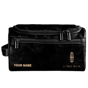 Lincoln Leather Toiletry Bag, All Over Print Leather Toiletry Bag - Black CAR44005072564