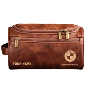 Motorrad Leather Toiletry Bag, All Over Print Leather Toiletry Bag - Red Brown CAR44105072501