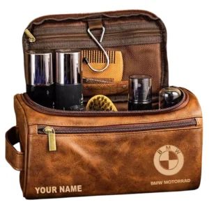 Motorrad Leather Toiletry Bag, All Over Print Leather Toiletry Bag - Yellow Brown CAR44105072501