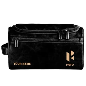 Hero Leather Toiletry Bag, All Over Print Leather Toiletry Bag - Black CAR44105072530