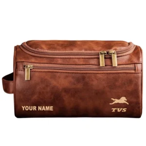 TVS Leather Toiletry Bag, All Over Print Leather Toiletry Bag - Red Brown CAR44105072531