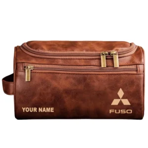 Fuso Leather Toiletry Bag, All Over Print Leather Toiletry Bag - Red Brown CAR44305072522