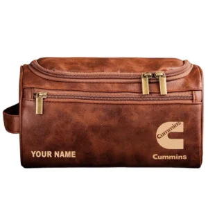 Cummins Leather Toiletry Bag, All Over Print Leather Toiletry Bag - Red Brown CAR44305072523