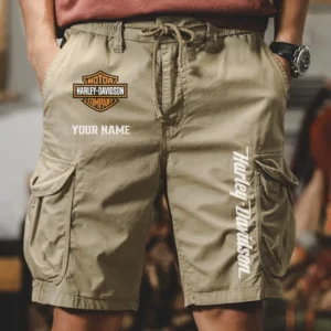 Harley Davidson Men Pocket Workwear Shorts, Pants For Harley Davidson Fan CAR454051625000 - Khaki