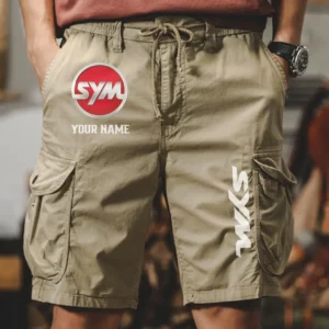SYM Motors Men Pocket Workwear Shorts, Pants For SYM Motors Fan CAR454051625007 - Khaki