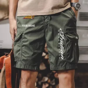 Indian Motorcycle Men Pocket Workwear Shorts, Pants For Indian Motorcycle Fan CAR454051625013 - Army Green