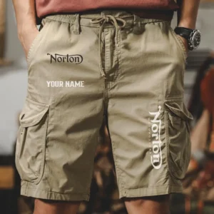 Norton Men Pocket Workwear Shorts, Pants For Norton Fan CAR454051625025 - Khaki