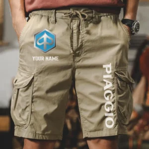 Piaggio Men Pocket Workwear Shorts, Pants For Piaggio Fan CAR454051625028 - Khaki