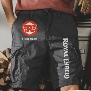 Royal Enfield Men Pocket Workwear Shorts, Pants For Royal Enfield Fan CAR454051625029 - Gray