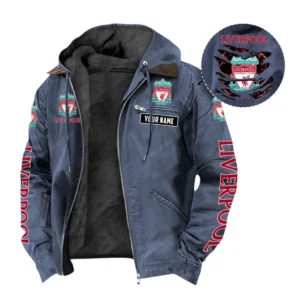 Liverpool Hooded And Flannel Hoodie, All Over Print Hoodie For Liverpool Fans EPL05051225669 - Navy Blue