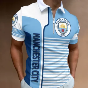 Manchester City Zip Polo Shirt, All Over Print Shirt For Manchester City Fans EPL33050225122